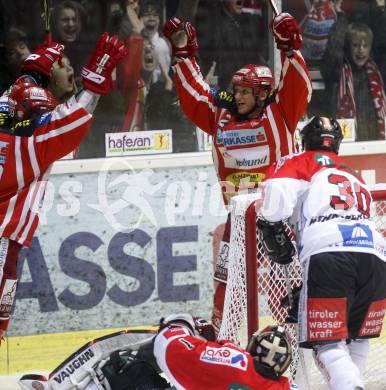 EBEL. Eishockey Bundesliga. KAC gegen HC TWK Innsbruck, Die Haie.  Torjubel Mike Craig (KAC). Klagenfurt, am 17.2.2009.
Foto: Kuess 

---
pressefotos, pressefotografie, kuess, qs, qspictures, sport, bild, bilder, bilddatenbank
