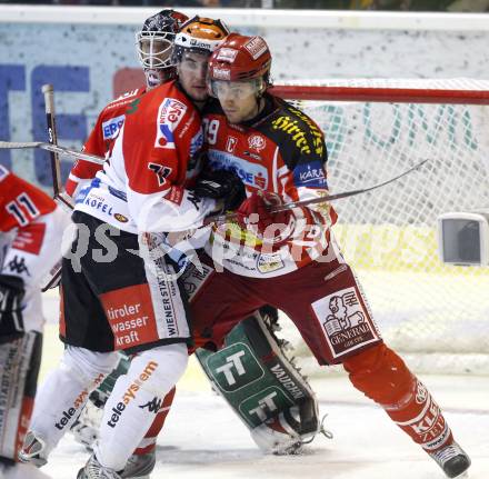 EBEL. Eishockey Bundesliga. KAC gegen HC TWK Innsbruck, Die Haie.  Christoph Brandner, (KAC),  Patrik Vogl (Innsbruck). Klagenfurt, am 17.2.2009.
Foto: Kuess 

---
pressefotos, pressefotografie, kuess, qs, qspictures, sport, bild, bilder, bilddatenbank