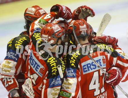 EBEL. Eishockey Bundesliga. KAC gegen HC TWK Innsbruck, Die Haie.  Torjubel KAC. Klagenfurt, am 17.2.2009.
Foto: Kuess 

---
pressefotos, pressefotografie, kuess, qs, qspictures, sport, bild, bilder, bilddatenbank