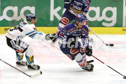 EBEL. Eishockey Bundesliga. EC Pasut VSV gegen EHC LIWEST Linz.  RAFFL Michael (VSV), MAIER Patrick (Linz). Villach, am 17.2.2009.
Foto: Kuess 


---
pressefotos, pressefotografie, kuess, qs, qspictures, sport, bild, bilder, bilddatenbank