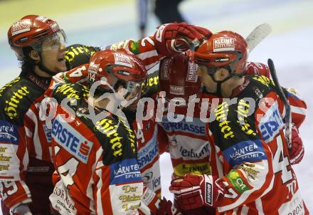 EBEL. Eishockey Bundesliga. KAC gegen HC TWK Innsbruck, Die Haie.  Torjubel KAC. Klagenfurt, am 17.2.2009.
Foto: Kuess 

---
pressefotos, pressefotografie, kuess, qs, qspictures, sport, bild, bilder, bilddatenbank