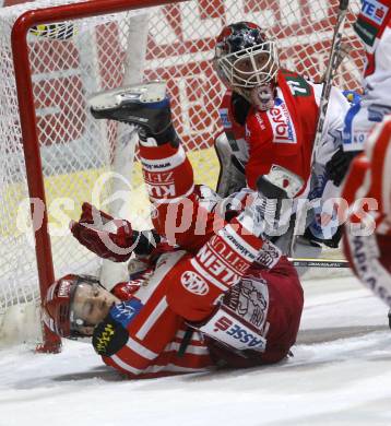 EBEL. Eishockey Bundesliga. KAC gegen HC TWK Innsbruck, Die Haie.  Stefan Geier, (KAC), Seamus Kotyk  (Innsbruck). Klagenfurt, am 17.2.2009.
Foto: Kuess 

---
pressefotos, pressefotografie, kuess, qs, qspictures, sport, bild, bilder, bilddatenbank
