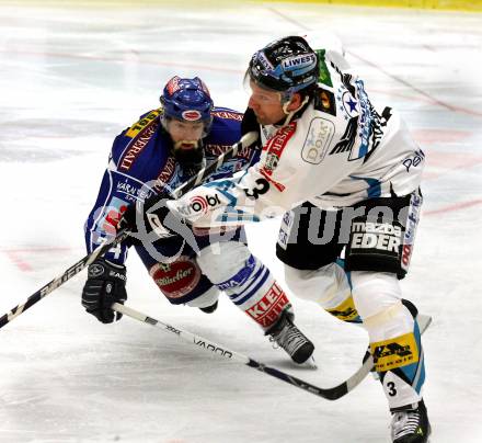 EBEL. Eishockey Bundesliga. EC Pasut VSV gegen EHC LIWEST Linz.  PEINTNER Markus (VSV), DILAURO Ray (Linz). Villach, am 17.2.2009.
Foto: Kuess 


---
pressefotos, pressefotografie, kuess, qs, qspictures, sport, bild, bilder, bilddatenbank