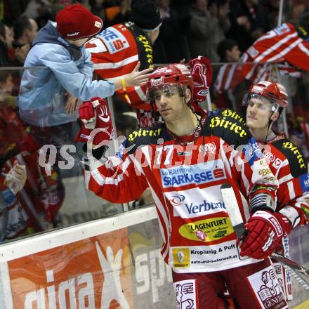 EBEL. Eishockey Bundesliga. KAC gegen HC TWK Innsbruck, Die Haie.  Sean Brown, Manuel Geier (KAC). Klagenfurt, am 17.2.2009.
Foto: Kuess 

---
pressefotos, pressefotografie, kuess, qs, qspictures, sport, bild, bilder, bilddatenbank