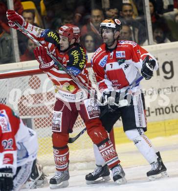 EBEL. Eishockey Bundesliga. KAC gegen HC TWK Innsbruck, Die Haie.  Warren Norris, (KAC),  Rich Brennan (Innsbruck). Klagenfurt, am 17.2.2009.
Foto: Kuess 

---
pressefotos, pressefotografie, kuess, qs, qspictures, sport, bild, bilder, bilddatenbank