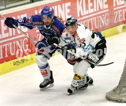 EBEL. Eishockey Bundesliga. EC Pasut VSV gegen EHC LIWEST Linz.  FERLAND Jonathan (VSV), LUKAS Robert (Linz). Villach, am 17.2.2009.
Foto: Kuess 


---
pressefotos, pressefotografie, kuess, qs, qspictures, sport, bild, bilder, bilddatenbank