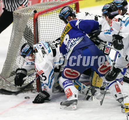 EBEL. Eishockey Bundesliga. EC Pasut VSV gegen EHC LIWEST Linz.  KASPITZ Roland (VSV), LUKAS Robert (Linz). Villach, am 17.2.2009.
Foto: Kuess 


---
pressefotos, pressefotografie, kuess, qs, qspictures, sport, bild, bilder, bilddatenbank