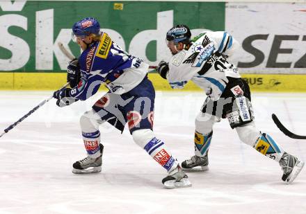 EBEL. Eishockey Bundesliga. EC Pasut VSV gegen EHC LIWEST Linz.  ORAZE Martin (VSV), SZUECS Mark (Linz). Villach, am 17.2.2009.
Foto: Kuess 


---
pressefotos, pressefotografie, kuess, qs, qspictures, sport, bild, bilder, bilddatenbank