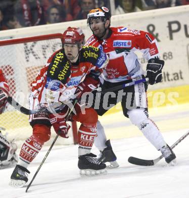 EBEL. Eishockey Bundesliga. KAC gegen HC TWK Innsbruck, Die Haie.  Jeff Shantz (KAC),  Rich Brennan (Innsbruck). Klagenfurt, am 17.2.2009.
Foto: Kuess 

---
pressefotos, pressefotografie, kuess, qs, qspictures, sport, bild, bilder, bilddatenbank