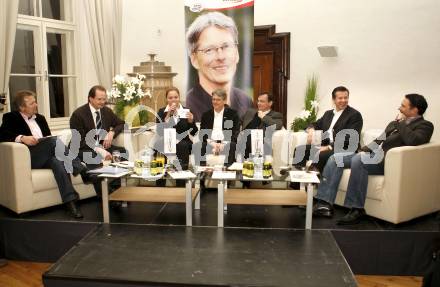 Sportland Kaernten Sportgespraeche. Marijan Velik, Diethardt Theuermann, Birgit Morelli, Peter Kaiser, Norbert Darabos, Karl Schnabl, Christian Mayer. Klagenfurt, am 19.2.2009.
Foto: Kuess
---
pressefotos, pressefotografie, kuess, qs, qspictures, sport, bild, bilder, bilddatenbank