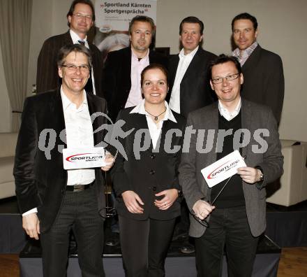 Sportland Kaernten Sportgespraeche.  Diethardt Theuermann, Marijan Velik, Karl Schnabl, Christian Mayer, Peter Kaiser, Birgit Morelli, Norbert Darabos. Klagenfurt, am 19.2.2009.
Foto: Kuess
---
pressefotos, pressefotografie, kuess, qs, qspictures, sport, bild, bilder, bilddatenbank