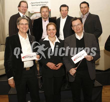 Sportland Kaernten Sportgespraeche.  Diethardt Theuermann, Marijan Velik, Karl Schnabl, Christian Mayer, Peter Kaiser, Birgit Morelli, Norbert Darabos. Klagenfurt, am 19.2.2009.
Foto: Kuess
---
pressefotos, pressefotografie, kuess, qs, qspictures, sport, bild, bilder, bilddatenbank