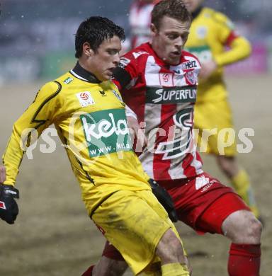 Fussball. Tipp3-Bundesliga. SK Austria Kelag Kaernten  gegen KSV Superfund. Zlatko Junuzovic, (Austria Kaernten), Preston Zimmermann (KSV). Kapfenberg, 21.2.2009. 
Foto: Kuess

---
pressefotos, pressefotografie, kuess, qs, qspictures, sport, bild, bilder, bilddatenbank