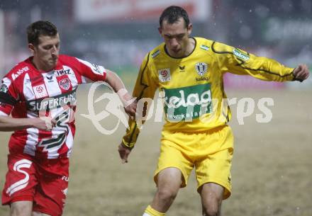 Fussball. Tipp3-Bundesliga. SK Austria Kelag Kaernten  gegen KSV Superfund. Christian Prawda,  (Austria Kaernten), Patrick Osoinik (KSV). Kapfenberg, 21.2.2009. 
Foto: Kuess

---
pressefotos, pressefotografie, kuess, qs, qspictures, sport, bild, bilder, bilddatenbank