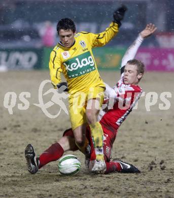 Fussball. Tipp3-Bundesliga. SK Austria Kelag Kaernten  gegen KSV Superfund. Zlatko Junuzovic, (Austria Kaernten), Preston Zimmermann (KSV). Kapfenberg, 21.2.2009. 
Foto: Kuess

---
pressefotos, pressefotografie, kuess, qs, qspictures, sport, bild, bilder, bilddatenbank