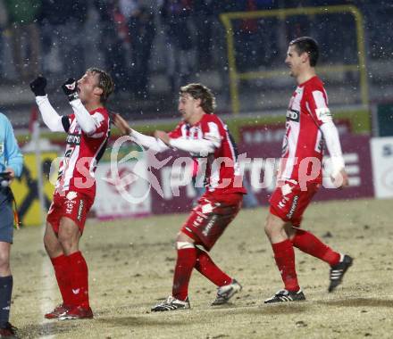 Fussball. Tipp3-Bundesliga. SK Austria Kelag Kaernten  gegen KSV Superfund. Torjubel Kapfenberg. Kapfenberg, 21.2.2009. 
Foto: Kuess

---
pressefotos, pressefotografie, kuess, qs, qspictures, sport, bild, bilder, bilddatenbank