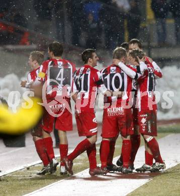 Fussball. Tipp3-Bundesliga. SK Austria Kelag Kaernten  gegen KSV Superfund. Torjubel Kapfenberg (KSV). Kapfenberg, 21.2.2009. 
Foto: Kuess

---
pressefotos, pressefotografie, kuess, qs, qspictures, sport, bild, bilder, bilddatenbank