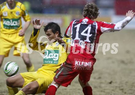 Fussball. Tipp3-Bundesliga. SK Austria Kelag Kaernten  gegen KSV Superfund. Haris Bukva, (Austria Kaernten), Markus Felfernig (KSV). Kapfenberg, 21.2.2009. 
Foto: Kuess

---
pressefotos, pressefotografie, kuess, qs, qspictures, sport, bild, bilder, bilddatenbank