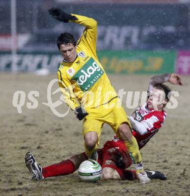 Fussball. Tipp3-Bundesliga. SK Austria Kelag Kaernten  gegen KSV Superfund. Zlatko Junuzovic, (Austria Kaernten), Preston Zimmermann (KSV).. Kapfenberg, 21.2.2009. 
Foto: Kuess

---
pressefotos, pressefotografie, kuess, qs, qspictures, sport, bild, bilder, bilddatenbank