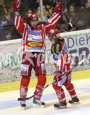 EBEL. Eishockey Bundesliga. KAC gegen HC TWK Innsbruck. BRANDNER Christoph, SCHNEIDER Andrew (KAC). Klagenfurt, am 22.2.2009.
Foto: Kuess 

---
pressefotos, pressefotografie, kuess, qs, qspictures, sport, bild, bilder, bilddatenbank