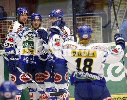 EBEL. Eishockey Bundesliga. EC Pasut VSV gegen EHC LIWEST Linz. Torjubel VSV. Villach, am 22.2.2009.
Foto: Kuess 


---
pressefotos, pressefotografie, kuess, qs, qspictures, sport, bild, bilder, bilddatenbank