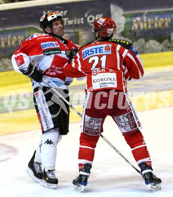 EBEL. Eishockey Bundesliga. KAC gegen HC TWK Innsbruck.  Rauferei, GEIER Manuel (KAC), SALFI Kent (Innsbruck). Klagenfurt, am 22.2.2009.
Foto: Kuess 

---
pressefotos, pressefotografie, kuess, qs, qspictures, sport, bild, bilder, bilddatenbank