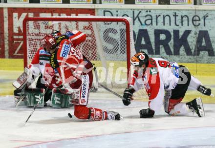 EBEL. Eishockey Bundesliga. KAC gegen HC TWK Innsbruck.  NORRIS Warren (KAC), SALFI Kent, KOTYK Seamus (Innsbruck). Klagenfurt, am 22.2.2009.
Foto: Kuess 

---
pressefotos, pressefotografie, kuess, qs, qspictures, sport, bild, bilder, bilddatenbank