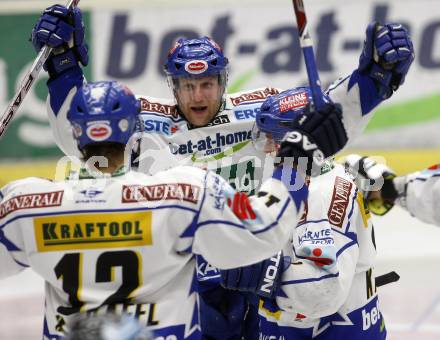 EBEL. Eishockey Bundesliga. EC Pasut VSV gegen EHC LIWEST Linz. Torjubel Guenther Lanzinger (VSV).. Villach, am 22.2.2009.
Foto: Kuess 


---
pressefotos, pressefotografie, kuess, qs, qspictures, sport, bild, bilder, bilddatenbank