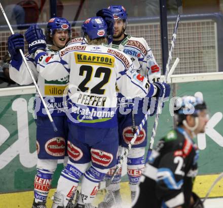 EBEL. Eishockey Bundesliga. EC Pasut VSV gegen EHC LIWEST Linz. Torjubel VSV. Villach, am 22.2.2009.
Foto: Kuess 


---
pressefotos, pressefotografie, kuess, qs, qspictures, sport, bild, bilder, bilddatenbank