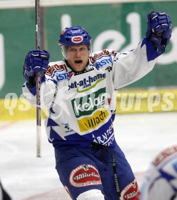 EBEL. Eishockey Bundesliga. EC Pasut VSV gegen EHC LIWEST Linz. Torjubel Guenther Lanzinger (VSV). Villach, am 22.2.2009.
Foto: Kuess 


---
pressefotos, pressefotografie, kuess, qs, qspictures, sport, bild, bilder, bilddatenbank