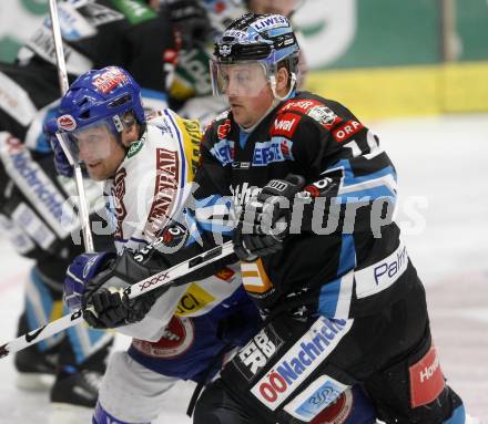 EBEL. Eishockey Bundesliga. EC Pasut VSV gegen EHC LIWEST Linz. Guenther Lanzinger,  (VSV), Robert Shearer (Linz). Villach, am 22.2.2009.
Foto: Kuess 


---
pressefotos, pressefotografie, kuess, qs, qspictures, sport, bild, bilder, bilddatenbank