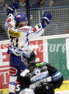 EBEL. Eishockey Bundesliga. EC Pasut VSV gegen EHC LIWEST Linz. Torjubel Andreas Kristler (VSV). Villach, am 22.2.2009.
Foto: Kuess 


---
pressefotos, pressefotografie, kuess, qs, qspictures, sport, bild, bilder, bilddatenbank