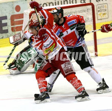 EBEL. Eishockey Bundesliga. KAC gegen HC TWK Innsbruck. Jakobitsch Silvio (KAC), Rich BRENNAN (Innsbruck). Klagenfurt, am 22.2.2009.
Foto: Kuess 

---
pressefotos, pressefotografie, kuess, qs, qspictures, sport, bild, bilder, bilddatenbank
