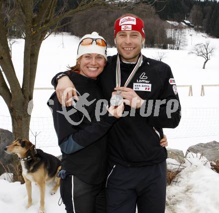 Biathlon. Empfang Silbermedaillegewinner Daniel Mesotitsch.  Sam Mesotitsch, Daniel Mesotitsch. St. Jakob, 24.2.2009.
Foto: Kuess
---
pressefotos, pressefotografie, kuess, qs, qspictures, sport, bild, bilder, bilddatenbank