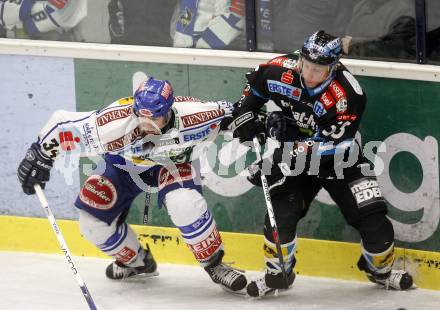 EBEL. Eishockey Bundesliga. EC Pasut VSV gegen EHC LIWEST Linz. Markus Peintner,  (VSV), Robert Lukas (Linz). Villach, am 26.2.2009.
Foto: Kuess 


---
pressefotos, pressefotografie, kuess, qs, qspictures, sport, bild, bilder, bilddatenbank