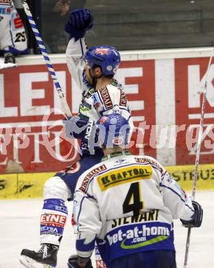 EBEL. Eishockey Bundesliga. EC Pasut VSV gegen EHC LIWEST Linz. Torjubel Dan Cavanaugh (VSV). Villach, am 26.2.2009.
Foto: Kuess 


---
pressefotos, pressefotografie, kuess, qs, qspictures, sport, bild, bilder, bilddatenbank