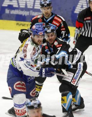 EBEL. Eishockey Bundesliga. EC Pasut VSV gegen EHC LIWEST Linz. Jonathan Ferland,  (VSV), Petri Liimatainen (Linz). Villach, am 26.2.2009.
Foto: Kuess 


---
pressefotos, pressefotografie, kuess, qs, qspictures, sport, bild, bilder, bilddatenbank