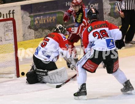 EBEL. Eishockey Bundesliga. KAC gegen HC TWK Innsbruck. HERBURGER Raphael (KAC), BACHER Markus, LETANG Alan (Innsbruck). Klagenfurt, am 26.2.2009.
Foto: Kuess 

---
pressefotos, pressefotografie, kuess, qs, qspictures, sport, bild, bilder, bilddatenbank