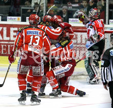 EBEL. Eishockey Bundesliga. KAC gegen HC TWK Innsbruck. Torjubel KAC. Klagenfurt, am 26.2.2009.
Foto: Kuess 

---
pressefotos, pressefotografie, kuess, qs, qspictures, sport, bild, bilder, bilddatenbank