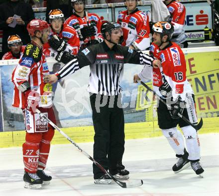 EBEL. Eishockey Bundesliga. KAC gegen HC TWK Innsbruck. BROWN Sean (KAC), MURRAY Rem (Innsbruck). Klagenfurt, am 26.2.2009.
Foto: Kuess 

---
pressefotos, pressefotografie, kuess, qs, qspictures, sport, bild, bilder, bilddatenbank