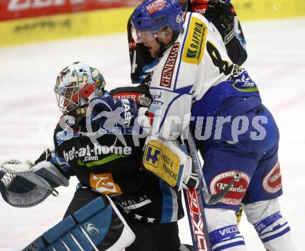 EBEL. Eishockey Bundesliga. EC Pasut VSV gegen EHC LIWEST Linz. 
Roland Kaspitz,  (VSV), Alex Westlund (Linz). Villach, am 26.2.2009.
Foto: Kuess 


---
pressefotos, pressefotografie, kuess, qs, qspictures, sport, bild, bilder, bilddatenbank