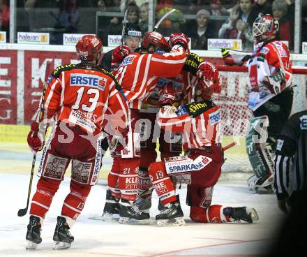 EBEL. Eishockey Bundesliga. KAC gegen HC TWK Innsbruck. Torjubel KAC. Klagenfurt, am 26.2.2009.
Foto: Kuess 

---
pressefotos, pressefotografie, kuess, qs, qspictures, sport, bild, bilder, bilddatenbank