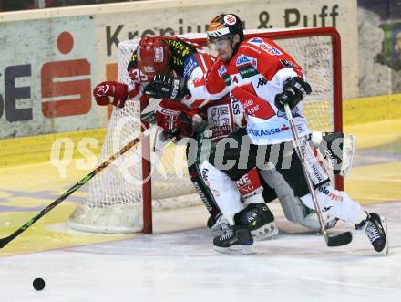 EBEL. Eishockey Bundesliga. KAC gegen HC TWK Innsbruck. SHANTZ Jeffery (KAC), MOESSMER Patrick (Innsbruck). Klagenfurt, am 26.2.2009.
Foto: Kuess 

---
pressefotos, pressefotografie, kuess, qs, qspictures, sport, bild, bilder, bilddatenbank