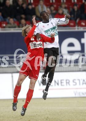 Fussball. Tipp3-Bundesliga. SK Austria Kelag Kaernten  gegen SV Mattersburg. Modou Jagne, (Austria Kaernten),  Lukas Rath (Mattersburg). Klagenfurt, 28.2.2009. 
Foto: Kuess

---
pressefotos, pressefotografie, kuess, qs, qspictures, sport, bild, bilder, bilddatenbank
