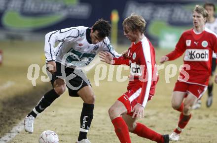 Fussball. Tipp3-Bundesliga. SK Austria Kelag Kaernten  gegen SV Mattersburg. Haris Bukva, (Austria Kaernten), Lukas Rath (Mattersburg). Klagenfurt, 28.2.2009. 
Foto: Kuess

---
pressefotos, pressefotografie, kuess, qs, qspictures, sport, bild, bilder, bilddatenbank