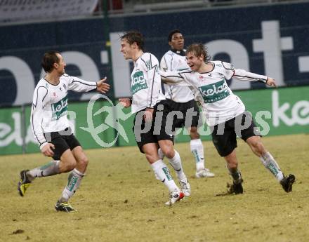 Fussball. Tipp3-Bundesliga. SK Austria Kelag Kaernten  gegen RB Salzburg. Jubel (Austria Kaernten). Klagenfurt, 4.3..2009. 
Foto: Kuess

---
pressefotos, pressefotografie, kuess, qs, qspictures, sport, bild, bilder, bilddatenbank