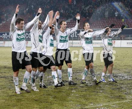 Fussball. Tipp3-Bundesliga. SK Austria Kelag Kaernten  gegen RB Salzburg. Jubel Austria. Klagenfurt, 4.3..2009. 
Foto: Kuess

---
pressefotos, pressefotografie, kuess, qs, qspictures, sport, bild, bilder, bilddatenbank