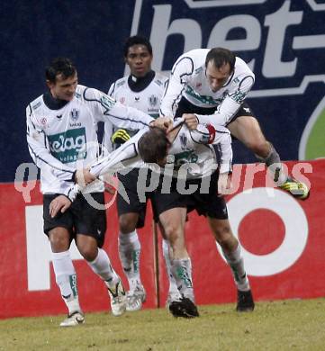 Fussball. Tipp3-Bundesliga. SK Austria Kelag Kaernten  gegen RB Salzburg. Jubel Kaernten. Klagenfurt, 4.3..2009. 
Foto: Kuess

---
pressefotos, pressefotografie, kuess, qs, qspictures, sport, bild, bilder, bilddatenbank