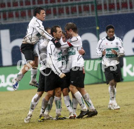 Fussball. Tipp3-Bundesliga. SK Austria Kelag Kaernten  gegen RB Salzburg. Jubel (Austria Kaernten). Klagenfurt, 4.3..2009. 
Foto: Kuess

---
pressefotos, pressefotografie, kuess, qs, qspictures, sport, bild, bilder, bilddatenbank