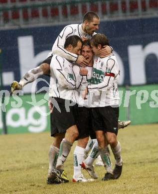 Fussball. Tipp3-Bundesliga. SK Austria Kelag Kaernten  gegen RB Salzburg. Jubel (Austria Kaernten). Klagenfurt, 4.3..2009. 
Foto: Kuess

---
pressefotos, pressefotografie, kuess, qs, qspictures, sport, bild, bilder, bilddatenbank